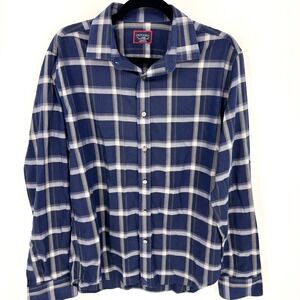 UNTUCKit Men's Long Sleeve Plaid Button Down Shirt Navy White Size Large